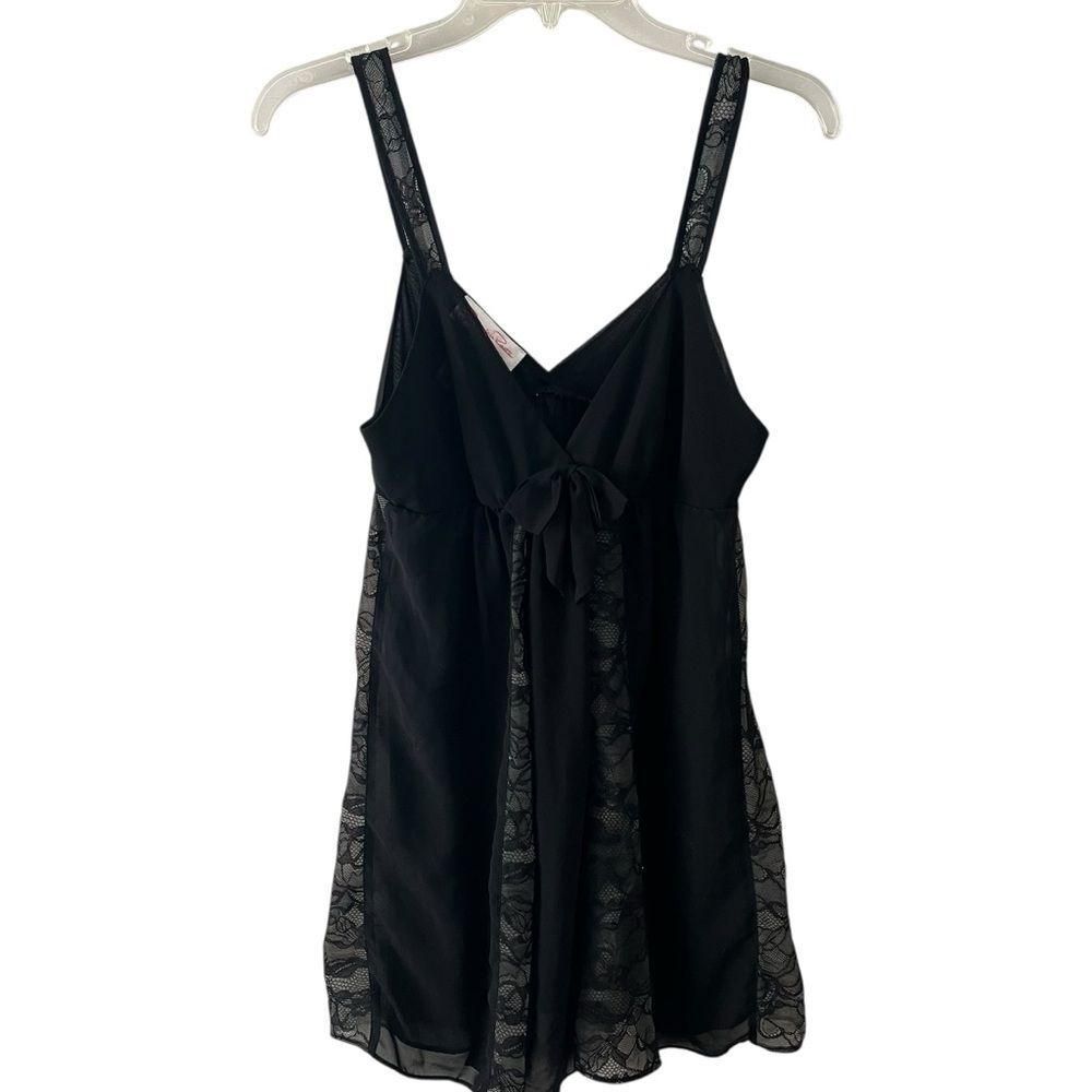 Oscar De La Renta Black Chemise Babydoll Slip Dress Nightgown Medium